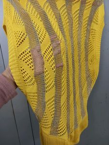 See-through Yellow Woolen Top