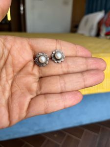 Pure Silver Pearl Stud Earrings