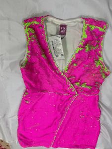 Fuchsia Sequined Mini Seath Dress