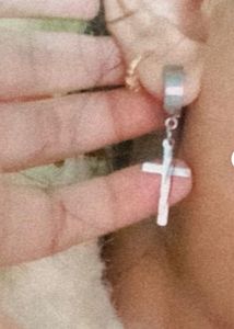 Cross Dangle Hoop Earrings