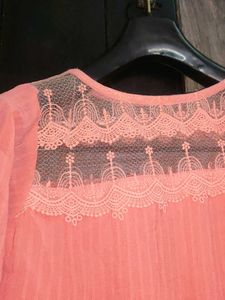 Peach Top with Lace Detail