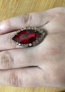 Vintage Red Rhinestone Cocktail Ring😍