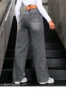 Stylish Grey/Black Acid Wash Jeans