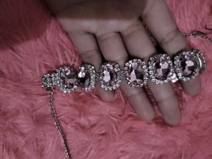Pink Stone Studded Necklace Set