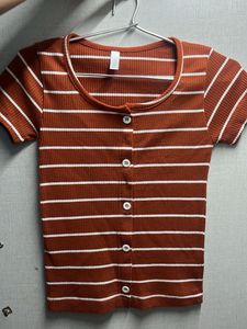 Striped Button-Down Tee