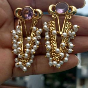 Pearl & Gold Dangle Earrings