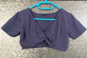 Navy Blue Crop Top