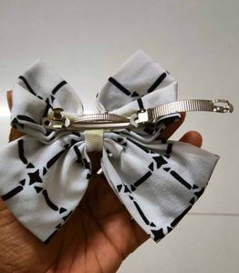 HANDMADE Cute Patterned Hair Bow- WHITE