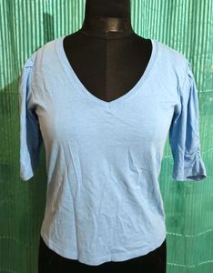 🎁Buy 2 Get 1 Free🎁Size S/M Cute Blue V-Neck Top