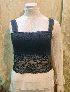 lace bralette and mesh top combo