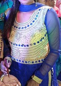 Blue Gown Suit With Dupatta