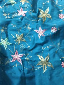 Teal Embroidered Dress Material