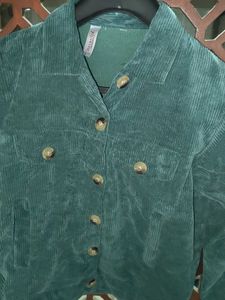 Green Corduroy Button-Down Jacket
