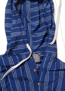 Striped Blue Hooded Shirt