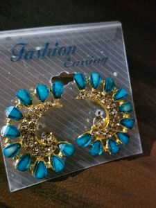 Traditional Earrings With Green Stones
