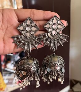 Combo of Black Oxidized Silver Jhumka Earrings