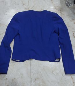 Blue Cotton Blend Summer Jacket