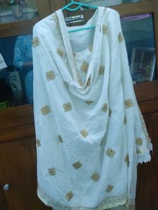 White &amp; Gold Floral Dress