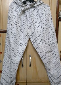 Polka dots white paper bag trousers