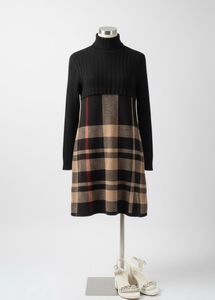 Turtleneck Plaid Dress