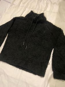 Black Fluffy Hoodie