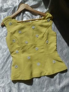 Chic Yellow Embellished Corset Top