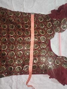 Maroon Embellished Kurta/Kurti