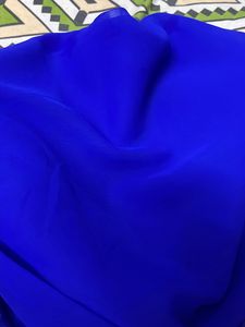 Plain Royal blue Saree with black border
