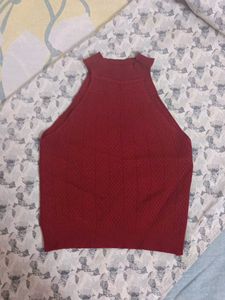 Red Knit Halter Top