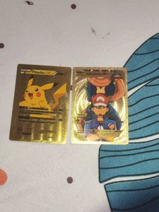 Gold Pokemon Cards - Pikachu & Ash