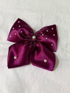 Burgundy Bow Hair Clip (each price)