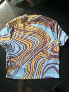 Abstract Wavy Ribbed Crop Top NUON