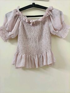 Cute Off-Shoulder Polka Dot Top