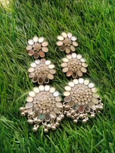 Mirror Oxidised Earings