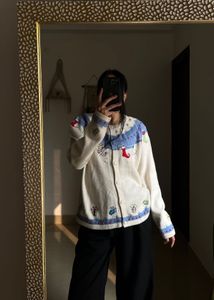 CROFT &amp; BARROW XMAS SOCKS WHITE CARDIAGN