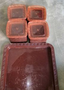 Vintage Square Food Containers - Set of 4
