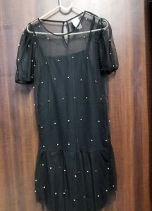 Black Sheer Pearl Dress