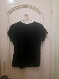 Black Casual Cotton Printed T-Shirt