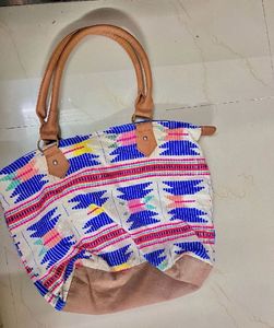 new white multicolour tote bag