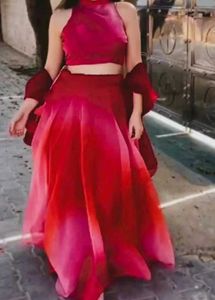 Red Ombre Lehenga Choli Set