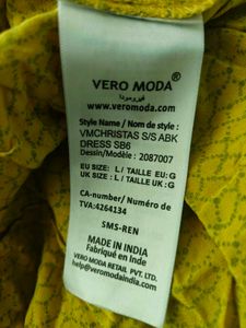 Vero Moda Yellow Printed A-line Dress