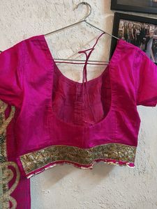 Pure chiffon Blue &amp; Pink Saree
