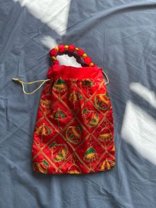 Red Embroidered Potli Bag