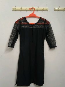 Elegant Black Lace Detail Dress