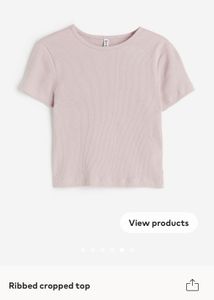 H&amp;M Ribbed Crop Top - Dusty Pink