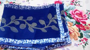 Elegant Blue Floral Saree 2