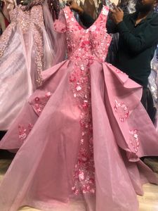 Elegant Pink Barbie Doll Gown Embellished