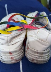 White Multi Colour Trendy Shoes