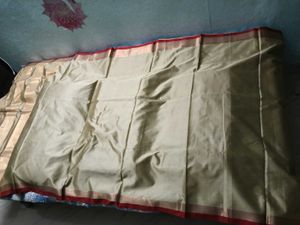 Brand New CottonSilk Saree with Golden SmallLaceBo
