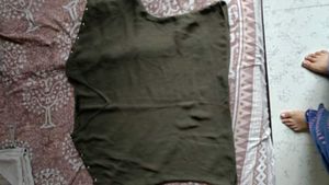 Olive Green V-Neck Top
